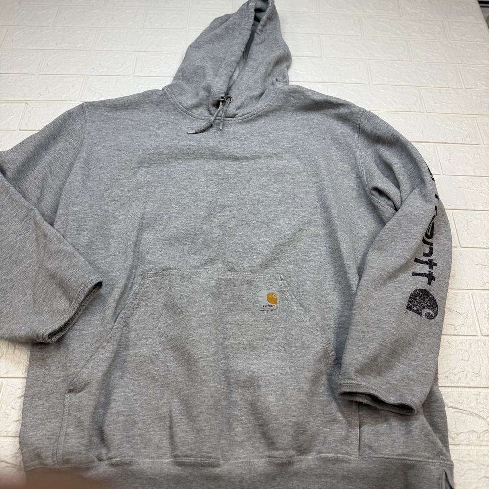 Carhartt Men’s Grey Logo Loose Fit Hoodie/Sweatshirt Size Large